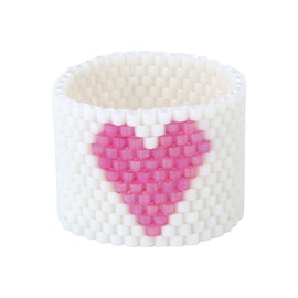KELITCH Sweet Heart Miyuki Beads Rings Stackable Rings Colourful Rings Cuckle Rings Women's Handmade Jewellery, Miyuki