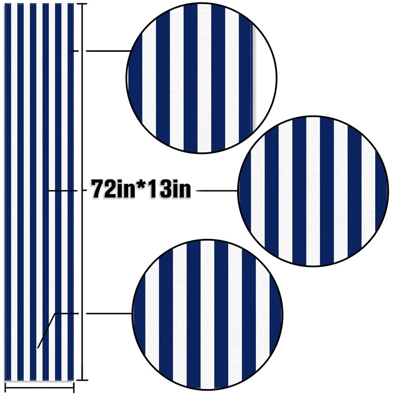 Buxiuer Navy Blue and White Striped Table Runner Nautical Theme