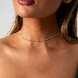 Relveo Dainty Gold Choker Necklace for Women 14k Gold Plated Chain Neckalce Tiny Satellite Choker Necklaces Jewelry