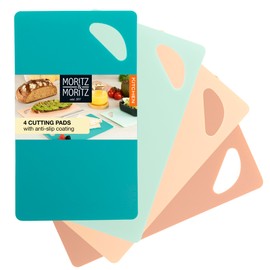 Moritz & Moritz 4-Part Kitchen Cutting Boards 25 x 14.5cm - Chopping Boards for Kitchens - Coloured Chopping Boards Set - Anti-Slip Surface for Safe Cutting Grip Opening - Flexible Chopping mats