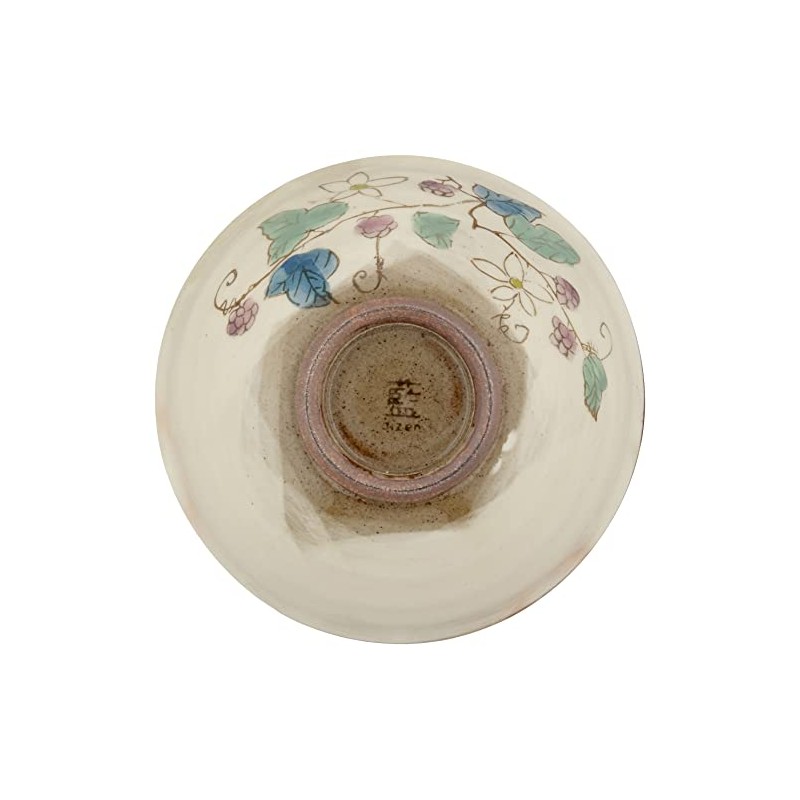 Hasami Ware 62366 Rice Bowl (Large), Flower (Strawberry) Handle, Purple