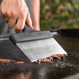 Blackstone Griddle Scraper – Heavy Duty Flat Top BBQ Grill Scraper for Cleaning – Stainless Steel Metal Construction with Long Handle – Multipurpose Kitchen Food Scraper & Chopper Accessories - 5061