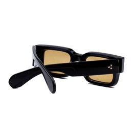 Vintage Rectangle Thick Frame Sunglasses for Women Men High-End Luxury Unique Design Fashion Sun Glasses UV400(Black/Tea)