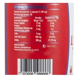 Protgt Acido Alfa Lipoico 550mg 60 Capsulas Sfn Sin Sabor                                                                                             