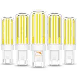 TZHILAN G9 LED Bulb 80w 60w Halogen Equivalent Dimmable, 6300K Cool White, COB AC120V No-Flicker Ceramic G9 Bi Pin Base, Chandelier Lighting 700LM, Pack of 5
