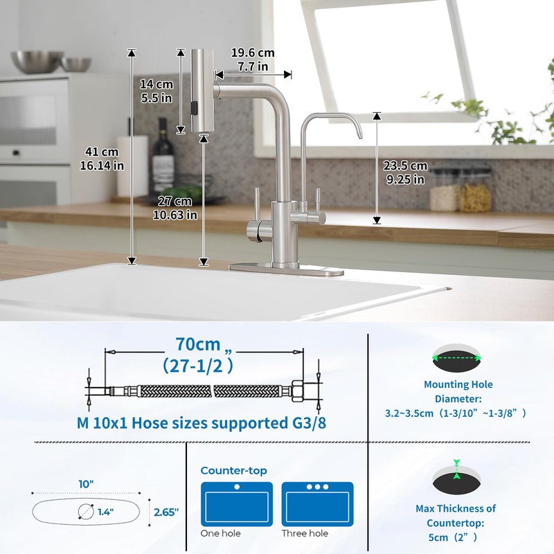 Kitchen Faucets with Water Filter and Pull Down Sprayer,Waterfall Kitchen