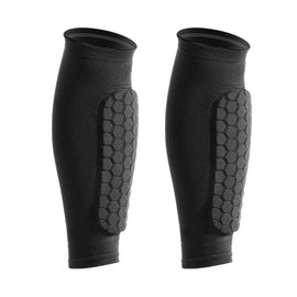 KAIYAYA Children's Football Shin Pads, Shin Pads with Honeycomb Pads, Shin Guards Football Children for Boys and Girls, Shockproof Shin Pads for Many Sports (Black, M)