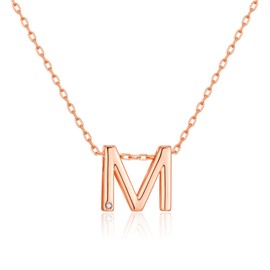 Philip Jones Rose Gold Plated Initial Necklace Letter M Created with Zircondia® Crystals