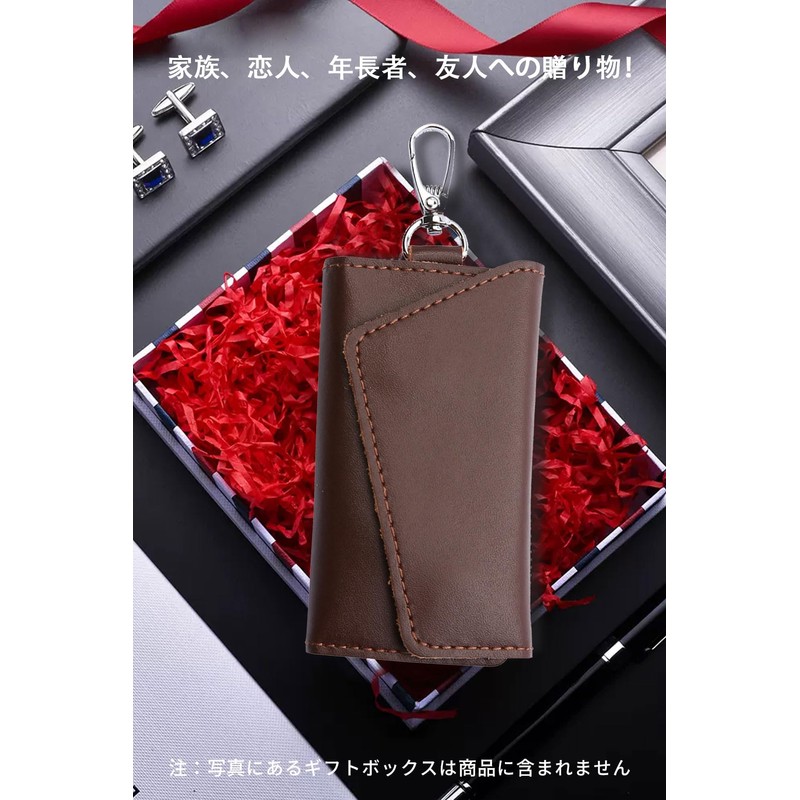 Key Case, Genuine Leather, 6 Layers, Trifold Card Key Case,