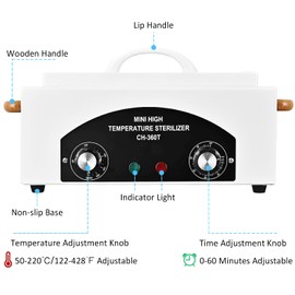 QUTUNI High Temperature Metal Tool Cleaning Box, 1.5L Dry Heat Box with Adjustable Temperature and Time for Nail Barber Tattoo Metal Equipment Cleaning (White)