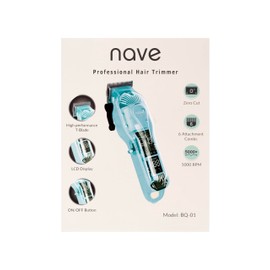 Nave Cordless Hair Clippers for Men – Professional Zero Gap T-Blade Trimmer, Rechargeable, LCD Display, Adjustable Blade & Combs – Home & Barbershop Use (Blue)