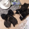 STSTR 2Pcs Large Hair Bow Clips, Black Silk Yarn Ribbon