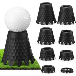 Foilswirl 8 Pcs Golf Tees Set, Plastic Golf Simulator Tees with Consistent Height 1/4” to 2” Flexible for Indoor Simulator, Practice Mat, Driving Range (Black)