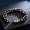 Azubpi 316 Stainless Steel Engraved Cuban Link Bracelet for Men,