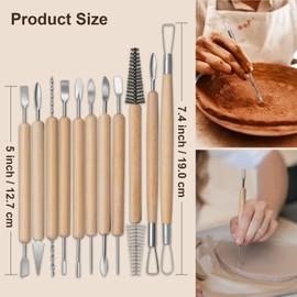 Amrules Clay Tools Kit, 43 PCS Pottery Tools, Practical Polymer Clay Sculpting Tools Kit, Air Dry Clay Tools Set for Beginner, Adults, Pottery Craft, Carving, Drawing, Molding, Modeling, Shaping