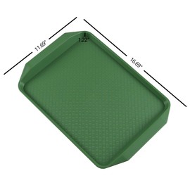 Sandmovie 12 Pack 16.69 x 11.69 Inch Plastic Serving Trays with Handles, Rectangular Fast Food Tray, Deep Green