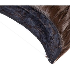Wire in Hair Extensions 16 inch Light Brown Curly Wavy Hairpiece No Clip Synthetic Hair Wire String