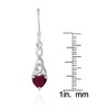 Sterling Silver Created Ruby 6x6mm Dainty Heart Celtic Knot Dangle