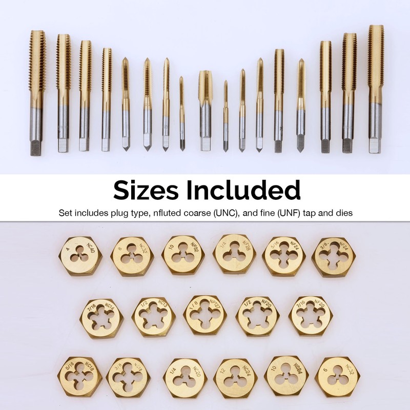 NEIKO 00911A SAE Tap and Die Set, Titanium-Coated Alloy Steel