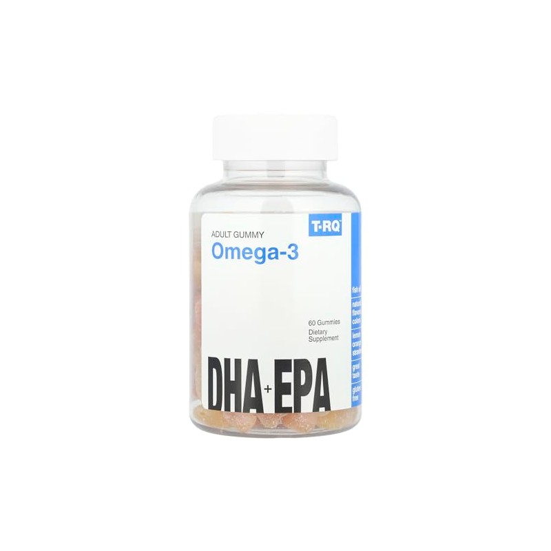 T.RQ Omega-3 Gummy Dietary Supplement, Lemon/Orange/Strawberry, 60 Count
