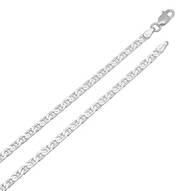 2.7mm Solid .925 Sterling Silver Flat Mariner Chain Necklace, 20 inches