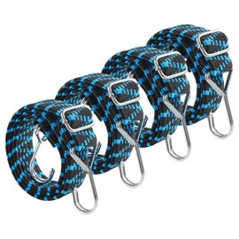 Adjustable Bungee Cords, Bungee Cords with Hooks Heavy Duty, Flat High Elastic Rubber Bungee Straps with 40 Inch for Camping, Securing Tarps, Moving Cargo, Camps, Tarps