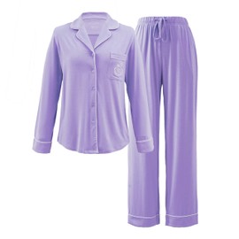 Crescentt Oeko-TEX Luxurious Organic Bamboo Viscose Silk Pajamas for Women - Ultra-Soft Sleepwear for Unparalleled Comfort (Amethyst, XX-Large)