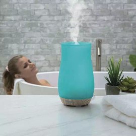 Homedics Ultrasonic Teal Glass Color Change Aromatherapy Essential Oil Diffuser