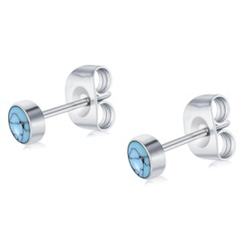 Titanium Stud Earrings for Women Earrings 4mm Natural Stone Gemstones Hypoallergenic Earrings Nickel Free Black Onyx 5mm Earrings for Women Sensitive Ears Turquoise (Grained Green Turquoise, 4mm)