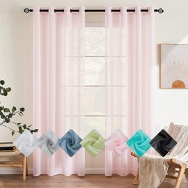EMEMA Colour Pure Transparent Window Curtains, Smooth Panels Window Curtain Curtains Elegant Treatment for Bedroom Living Room Curtains Eyelet Curtains 2 Panels 140 x 225 cm Baby Pink