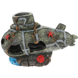 Mipcase Aquarium Submarine Ornament Resin Fish Tank Decoration for Underwater Landscapes Vivid Wreck Craft Design Hiding Spot for Fish Durable Fade Resistant Aquarium Accessory