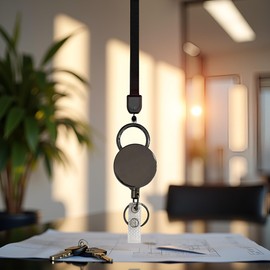 Black Retractable Keychain, Heavy Duty Carabiner Badge Holder Key Holder, Tactical ID Badge Reel with 23.6” Steel Retractable Cord
