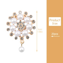 Rumyve Premium Pearl and Rhinestone Embellishments - 20 Pieces, Ideal for Fashion and Crafts DIY Jewelry to Make Clothes and Wedding(Gold)