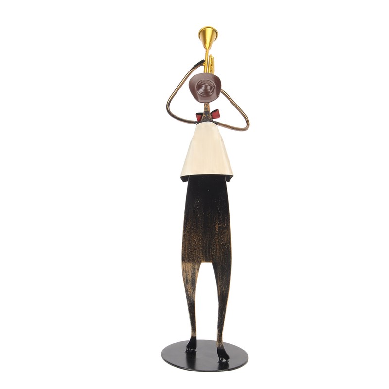 Trumpet Player Figurine Modern Abstract Handcrafted Metal Musician Sculpture for