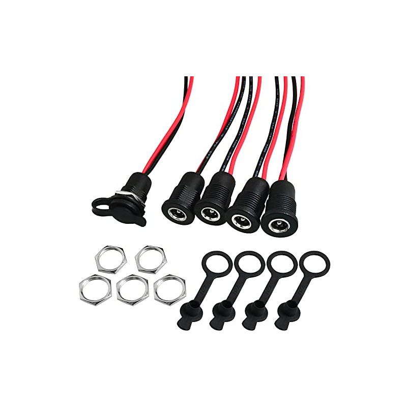 LUORNG 5Pcs 10A DC-099 Power Jack Cord Socket Threaded Female