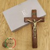 Wooden Crucifix - Wall Mounted - Christ Brass Plated -