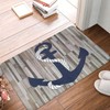 LRCCJS Bath Mat Nautical Navy Blue Anchor Wood Plank Quick