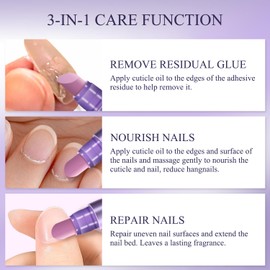 2Pcs 3-IN-1 Cuticle Oil Pen for Nails with Ceramic Tip Cuticle Pusher Moisturize Soften Nail Repair for Damaged Nails Dry Hangnail Care Nail Oil Pen for Nail Strengthener and Growth Light Fragrance