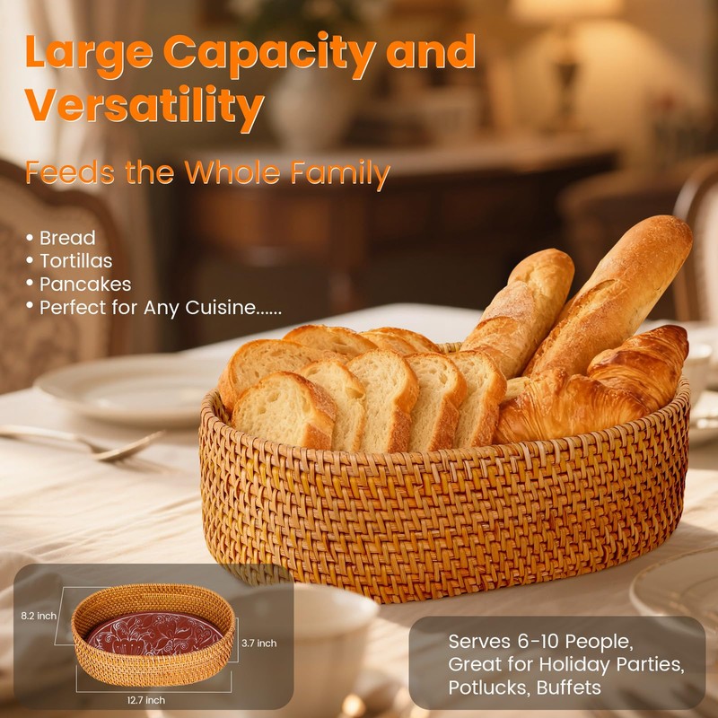 Bread Basket with Warming Stone with Cotton Cloths - Terracotta