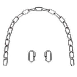 KWOKWEI Round Steel Chain, Diameter 5 mm Stainless Steel Chain V4A with 2 Carabiner Hooks, 70 cm Welding Chain/Stainless Steel Link Chain/Extension Chain, Breaking Load Max. 400 kg for Swing Hanging