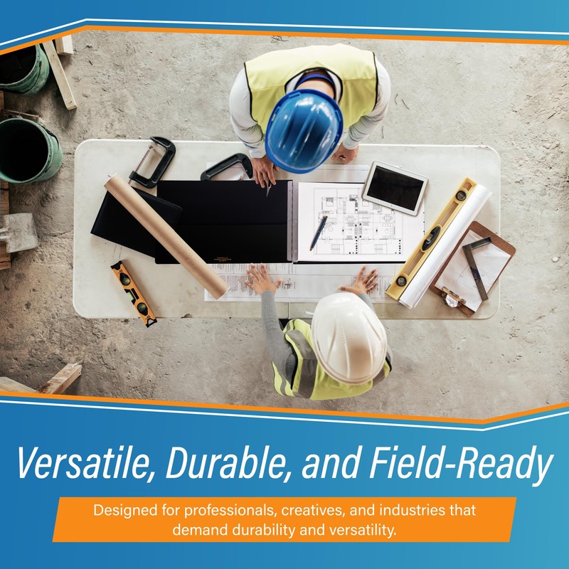 11x17 Binder, Acrylic Fixed 3-Post Landscape Document Organizer. Elegant Black