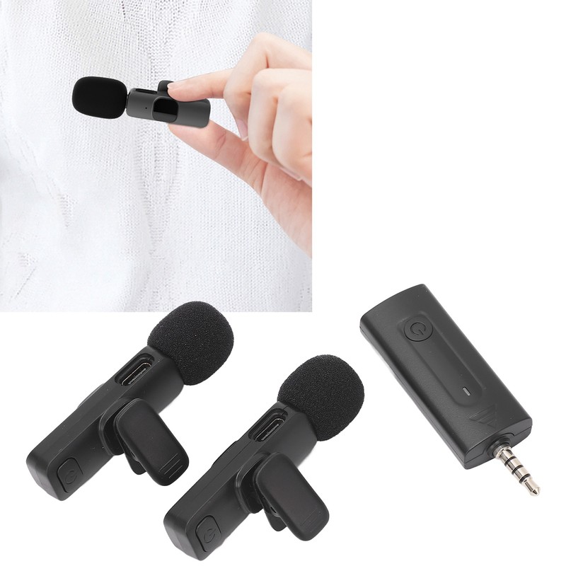 Wireless Lavalier Microphone Portable Noise Cancelling Professional Lapel Mic for