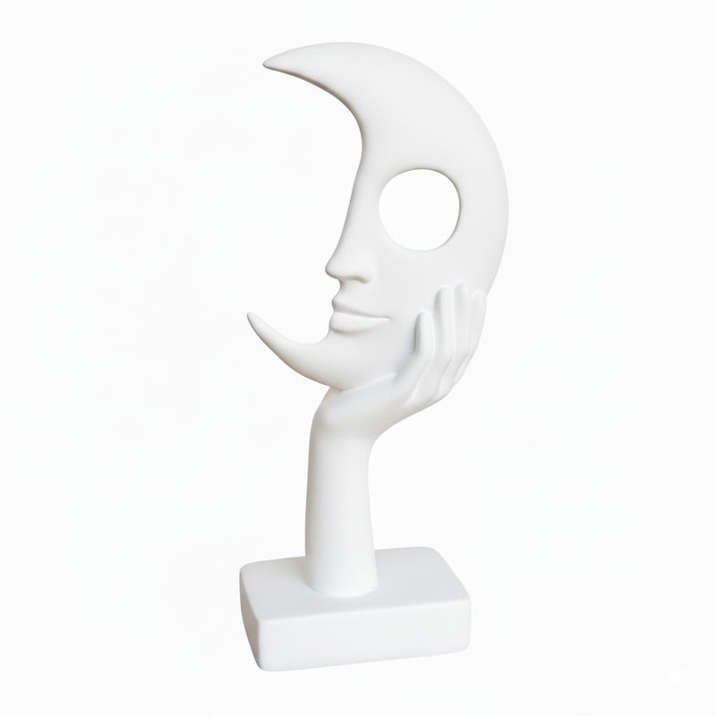 Lodkksg White Abstract Face Sculpture, Modern Art Decor, Hand on
