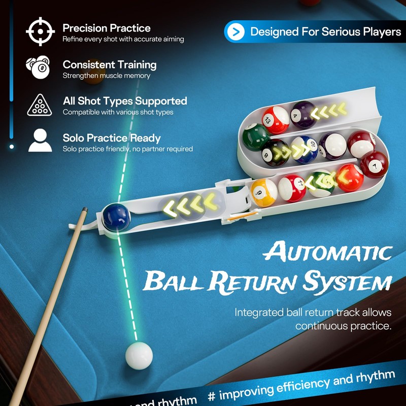 GenxQian 3D Printed Billiard Training Tool, Non-Slip Base Billiards Training