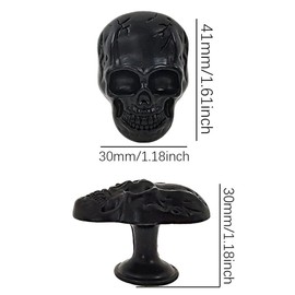 Black Skull Knobs 4PCS, Skeleton Cabinets Knob Pulls, Vintage Skull Drawer Knob Handles Single Hole Knobs for Dresser Armoire Bookcase Closet Hardware Furniture Decoration (Black)
