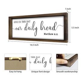 Kercan Give Us This Day Our Daily Bread sign for Dining Room, Dining Room Wall Decor,Christian Art, Bible Verse Sign Wall Art, Farmhouse Decor (16.5L x 5.5W)