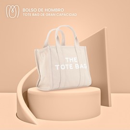 Olabag Bolsa Tote Bag Mujer, Bolsa de Mano, Bolsa para Mujer de Viajes, Escuela, Bolso De Hombro De Viaje Grande con Cremallera, Bolsa de Lona para Oficina, Bolso Bandolera, Uso Diario (Blanco)