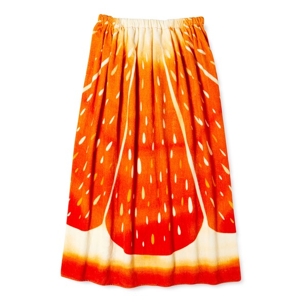 Marushin 0115078600 Rolled Towel, 31.5 inches (80 cm) Long, Fruit Pattern, 31.5 x 47.2 inches (80 x 120 cm), Orange Dress, 100% Cotton