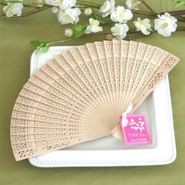 Sandalwood Fan in Glass Top White Box - Baby Shower Gifts & Wedding Favors