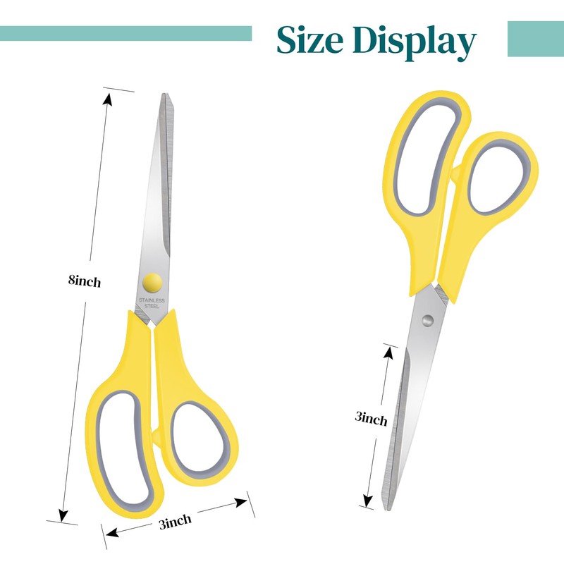 Scissors Bulk 6 Pack,8" Multipurpose Heavy Duty Sharp Scissors,Stainless Steel